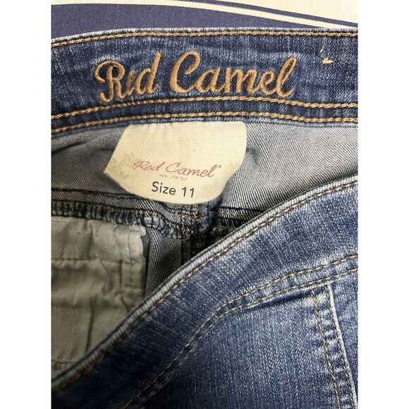 DHN) Red Camel Skirt Women's Size 11 30 Denim Jean Mini Juniors Blue - Picture 5 of 7